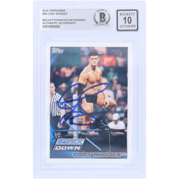 Cody Rhodes WWE Autographed 2010 Topps SmackDown #39 Beckett Fanatics Witnessed Authenticated 10 Card - Image 4
