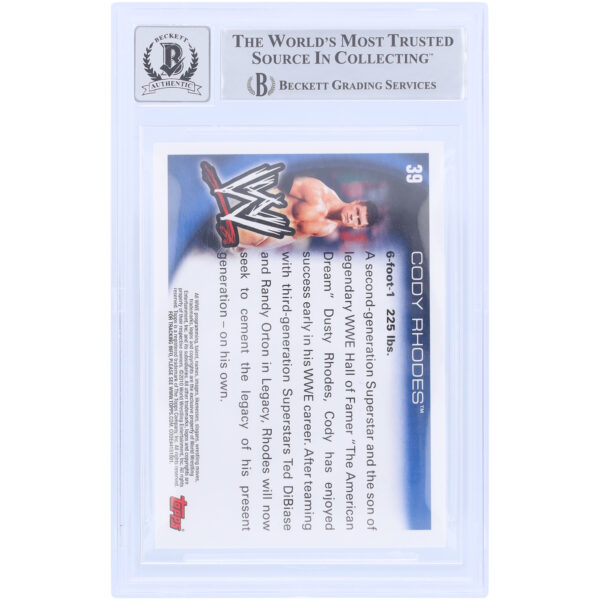 Cody Rhodes WWE Autographed 2010 Topps SmackDown #39 Beckett Fanatics Witnessed Authenticated 10 Card - Image 5