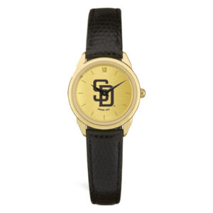Women's  Black San Diego Padres Gold Dial Leather Wristwatch