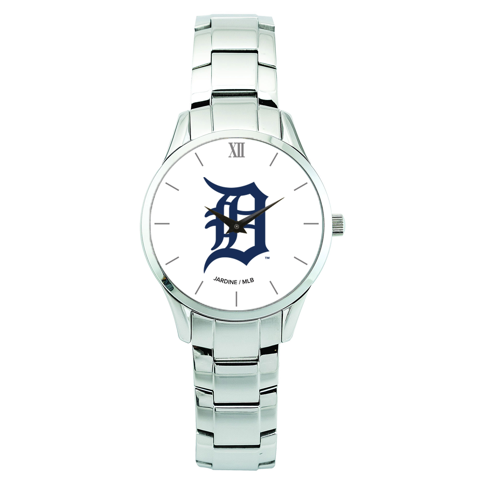 Men's Silver Detroit Tigers Stainless Steel Bracelet Wristwatch