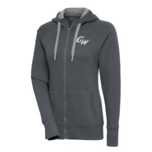 Women's Antigua  Charcoal George Washington University Victory Full-Zip Hoodie