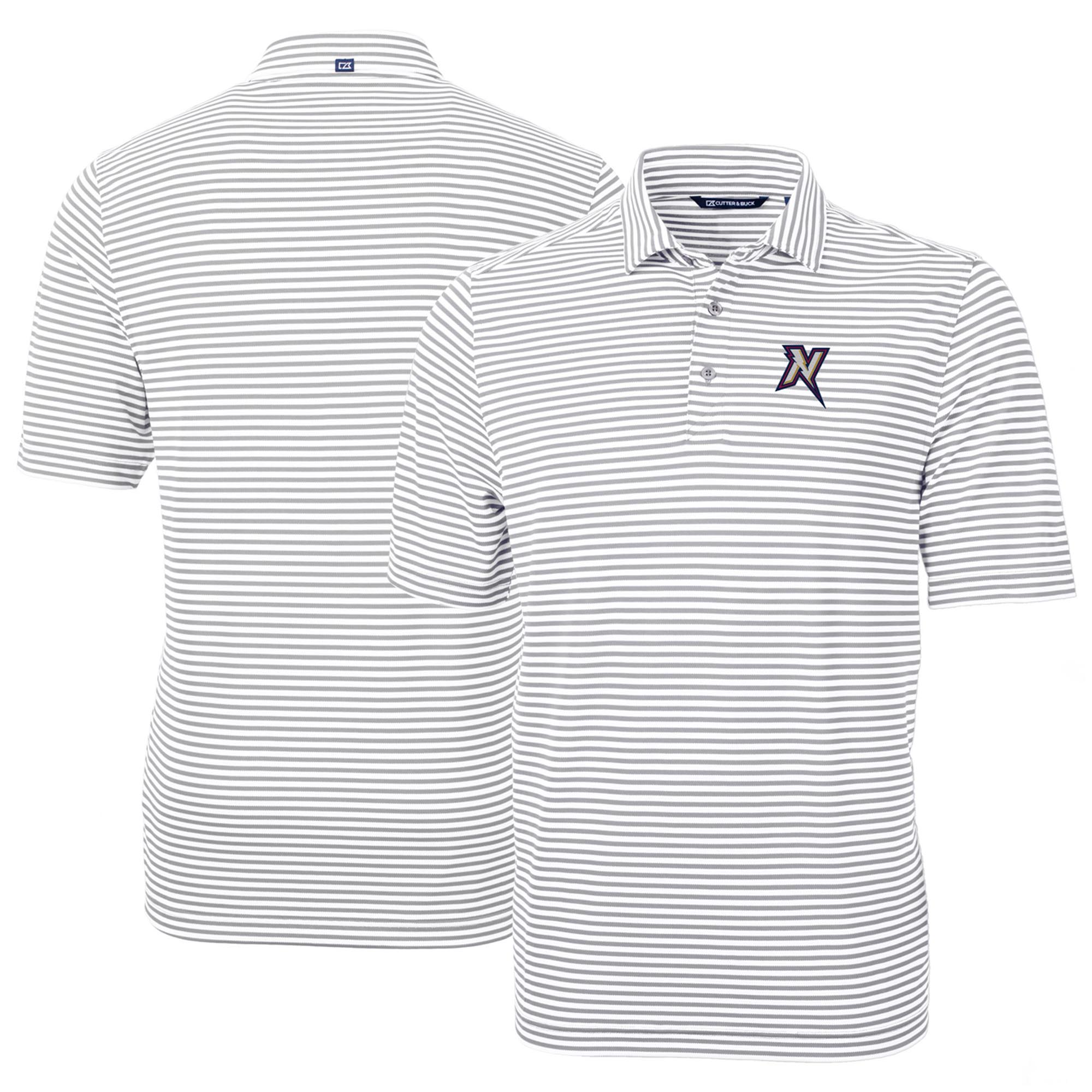 Men's Cutter & Buck Gray Northwest Arkansas Naturals DryTec Virtue Eco Pique Stripe Recycled Polo