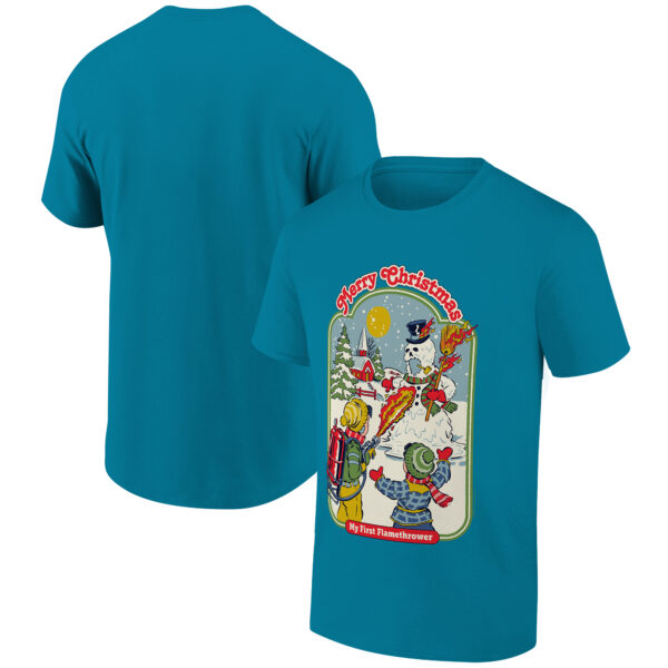 Men's Ripple Junction Steven Rhodes Turquoise Flamethrower Holiday Graphic T-Shirt