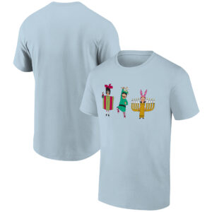 Men's Ripple Junction Light Blue Bob's Burgers Belcher Kids Holiday Graphic T-Shirt