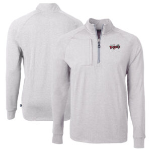 Men's Cutter & Buck  Heather Gray Lansing Lugnuts Adapt Eco Knit Heather Big & Tall Quarter-Zip Pullover Top