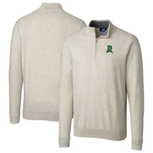 Men's Cutter & Buck Oatmeal Dayton Dragons Big & Tall Lakemont Tri-Blend Quarter-Zip Pullover Sweater
