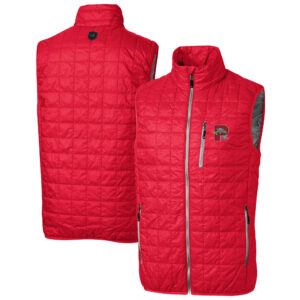 Men's Cutter & Buck  Red Portland Sea Dogs Rainier PrimaLoft Big & Tall Eco Insulated Full-Zip Puffer Vest