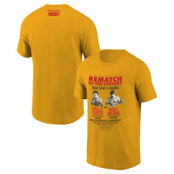 Unisex Contenders Clothing Gold Rocky Rematch Of The Century T-Shirt