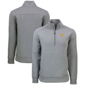Men's Cutter & Buck  Gray San Diego Padres Roam Eco Recycled Quarter-Zip Pullover