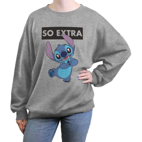 Women's Mad Engine Heather Gray Lilo and Stitch Valentine's Day Fleece Crewneck Sweatshirt