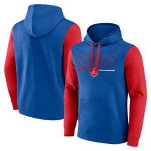 Men's Blue Detroit Pistons Outline Colorblock Pullover Hoodie