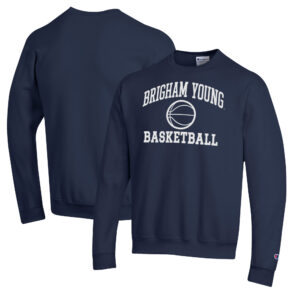 Men's Champion Navy BYU Cougars Basketball Icon Pullover Crewneck Sweatshirt