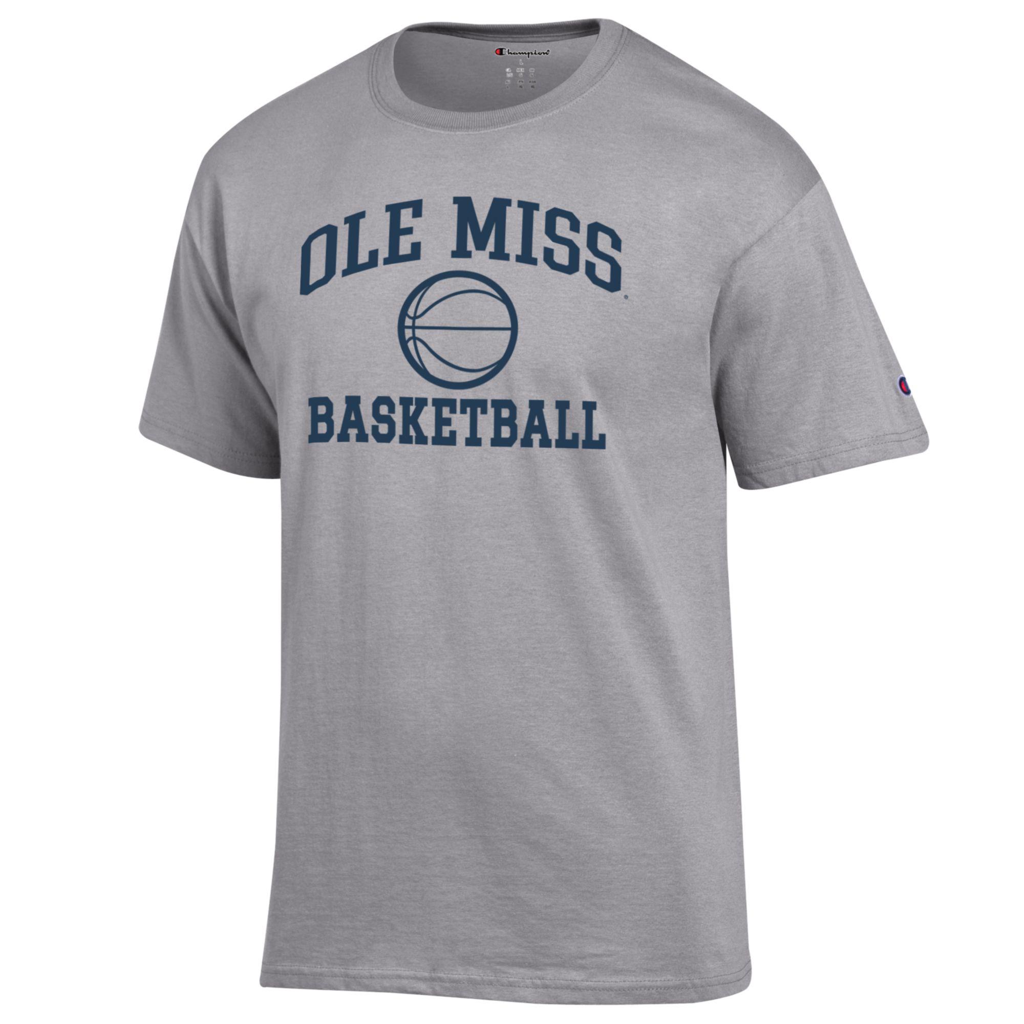 Men's Champion Heather Gray Ole Miss Rebels Basketball Icon T-Shirt - Image 6