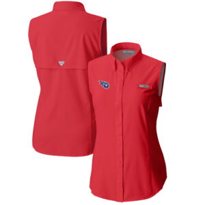 Women's Columbia  Red Tennessee Titans PFG Tamiami Omni-Shade Sleeveless Button-Up Shirt