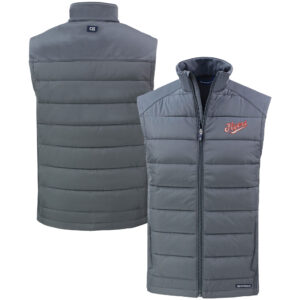 Men's Cutter & Buck  Gray Dayton Flyers Vault Evoke Hybrid Eco Softshell Recycled Full-Zip Vest