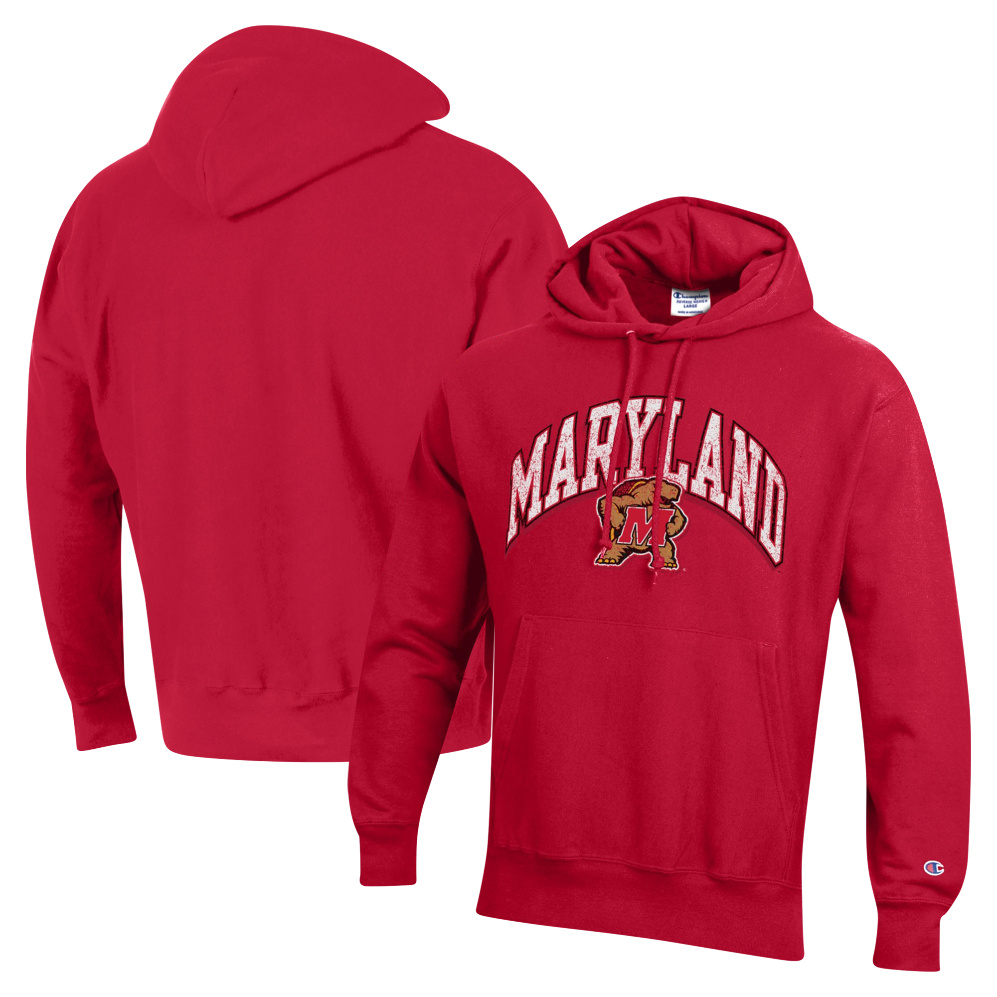Men's Champion Red Maryland Terrapins Vault Late Night Reverse Weave Pullover Hoodie