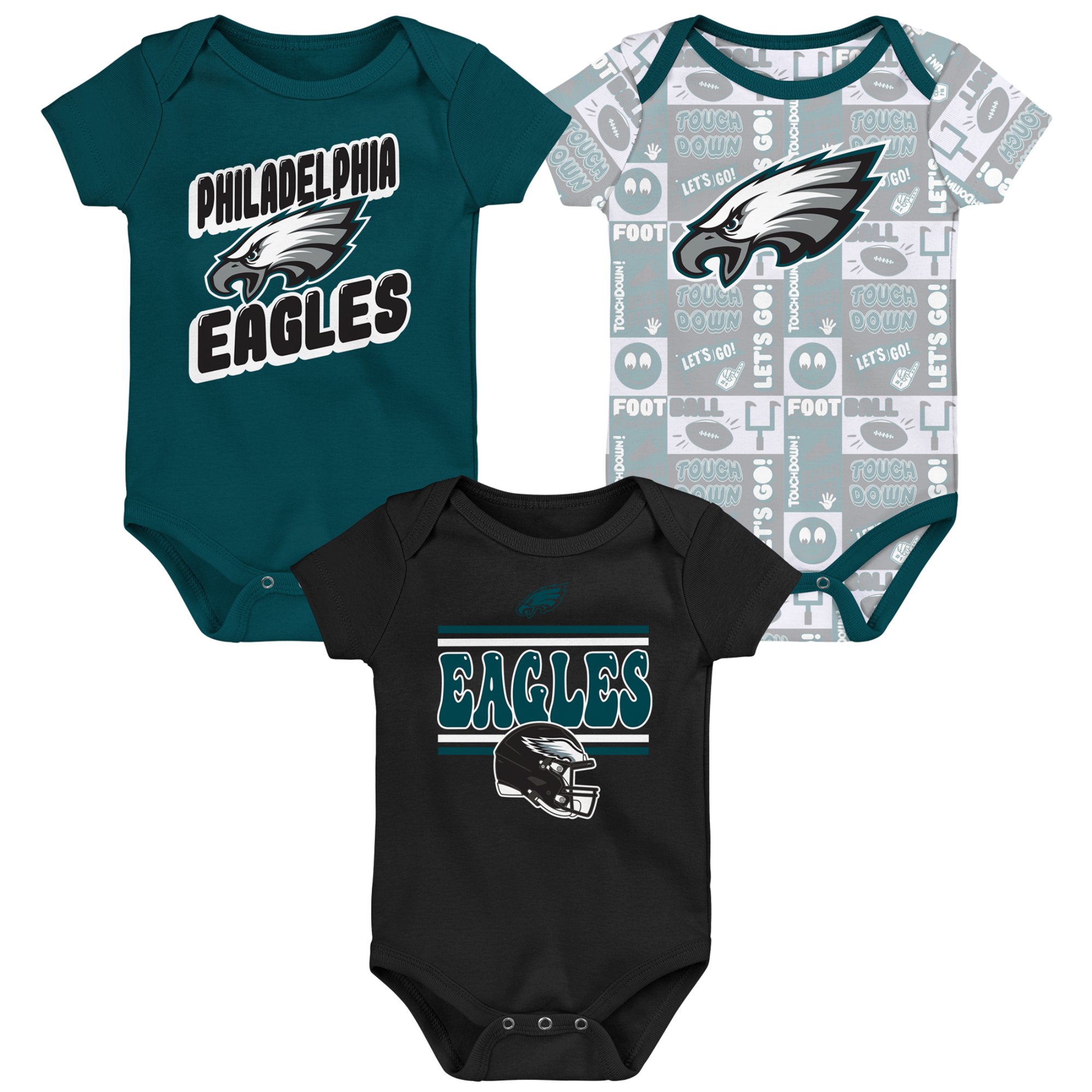 Infant Philadelphia Eagles Play Day Three-Pack Bodysuit Set - Image 2