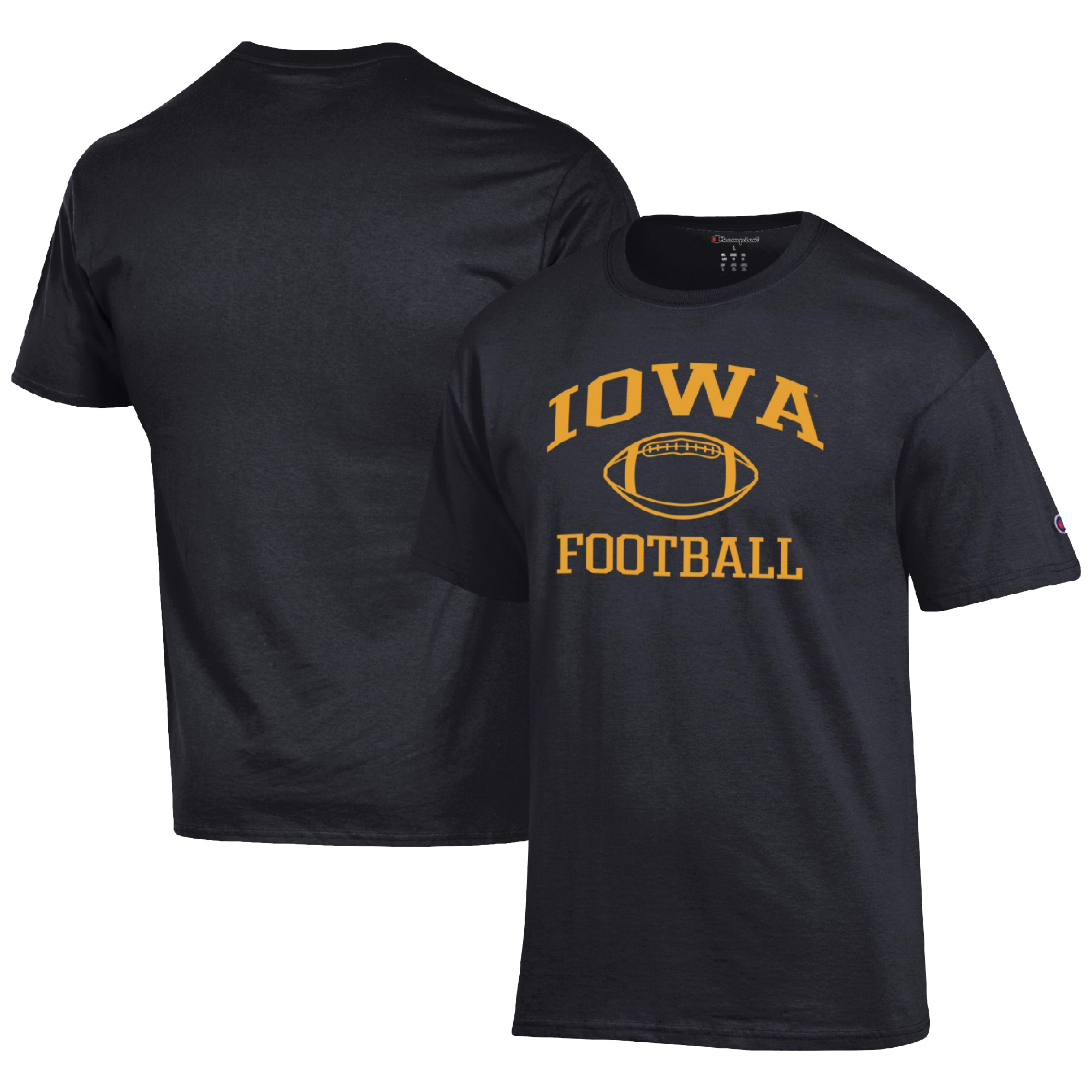 Men's Champion Black Iowa Hawkeyes Football Icon T-Shirt