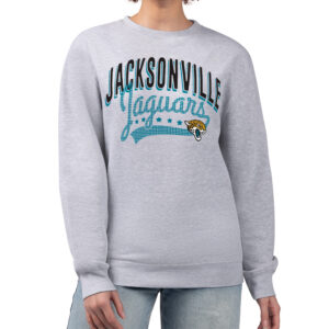 Women's G-III 4Her by Carl Banks  Heather Gray Jacksonville Jaguars Filigree Logo Graphic Fleece Pullover Sweatshirt