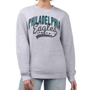 Women's G-III 4Her by Carl Banks  Heather Gray Philadelphia Eagles Filigree Logo Graphic Fleece Pullover Sweatshirt