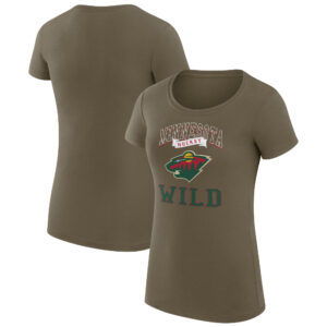 Women's G-III 4Her by Carl Banks Olive Minnesota Wild Team Logo Graphic Fitted T-Shirt