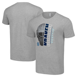 Men's Starter Heather Gray Seattle Kraken Half Helmet Logo T-Shirt