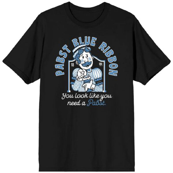 Men's Black Pabst Blue Ribbon You Look Like You Need T-Shirt