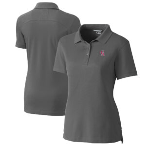 Women's Cutter & Buck Gray California Angels Cooperstown Collection DryTec Advantage Tri-Blend Pique Polo