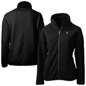 Women's Cutter & Buck Black Texas Rangers Cascade Eco Sherpa Fleece Full-Zip Jacket