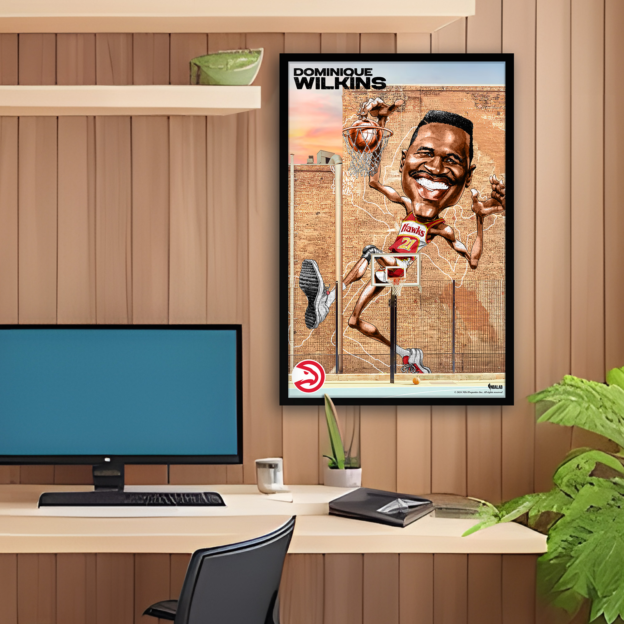 Dominique Wilkins Atlanta Hawks Framed 14" x 20" Player Caricature Art - Image 7