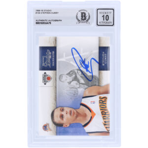 Stephen Curry Golden State Warriors Autographed 2009-10 Panini Studio #129 BAS Authenticated 10 Rookie Card