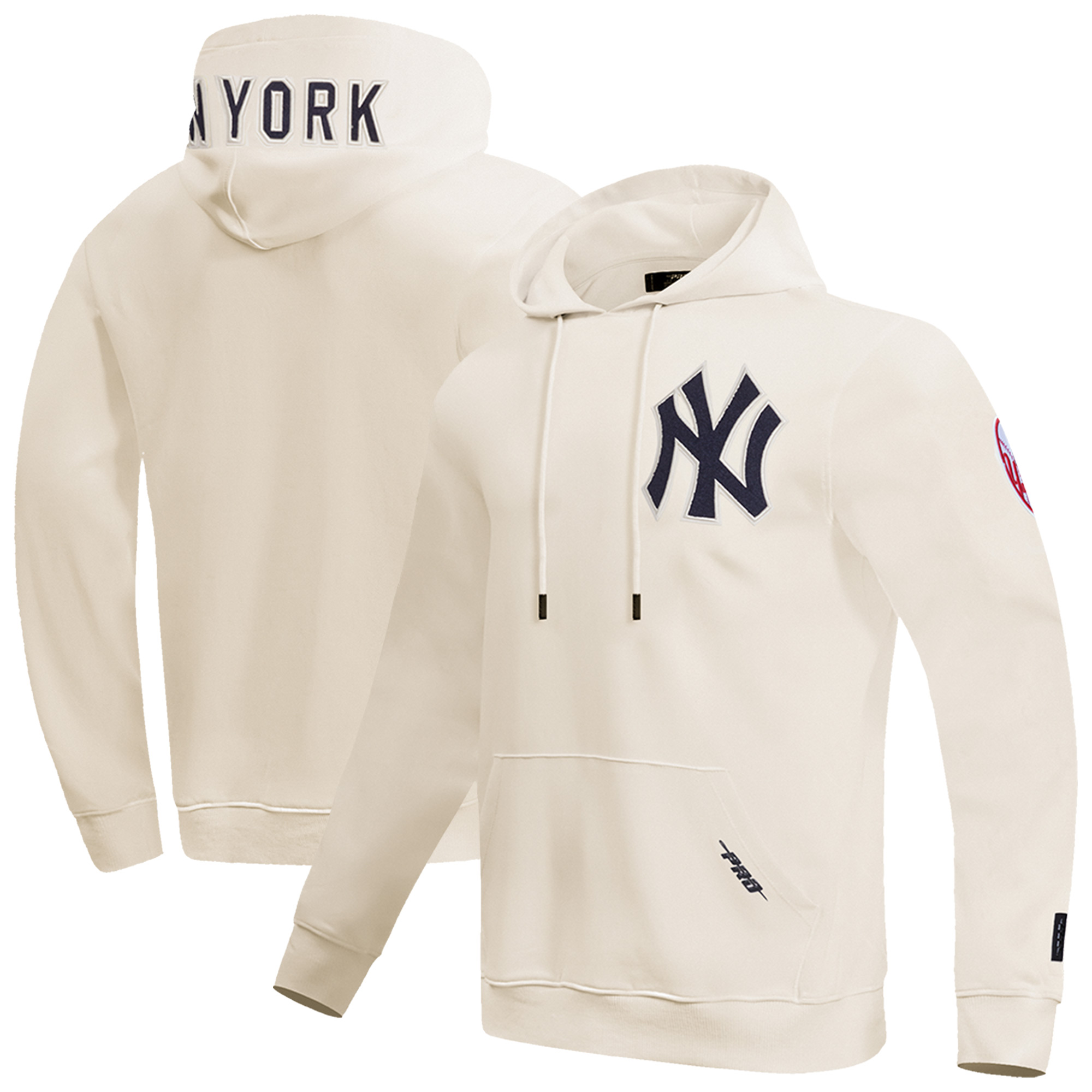 Men's Pro Standard Cream New York Yankees Classic Chenille Pullover Hoodie