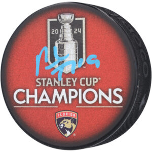 Matthew Tkachuk Florida Panthers Autographed Inglasco 2024 Stanley Cup Champions Glitter Hockey Puck
