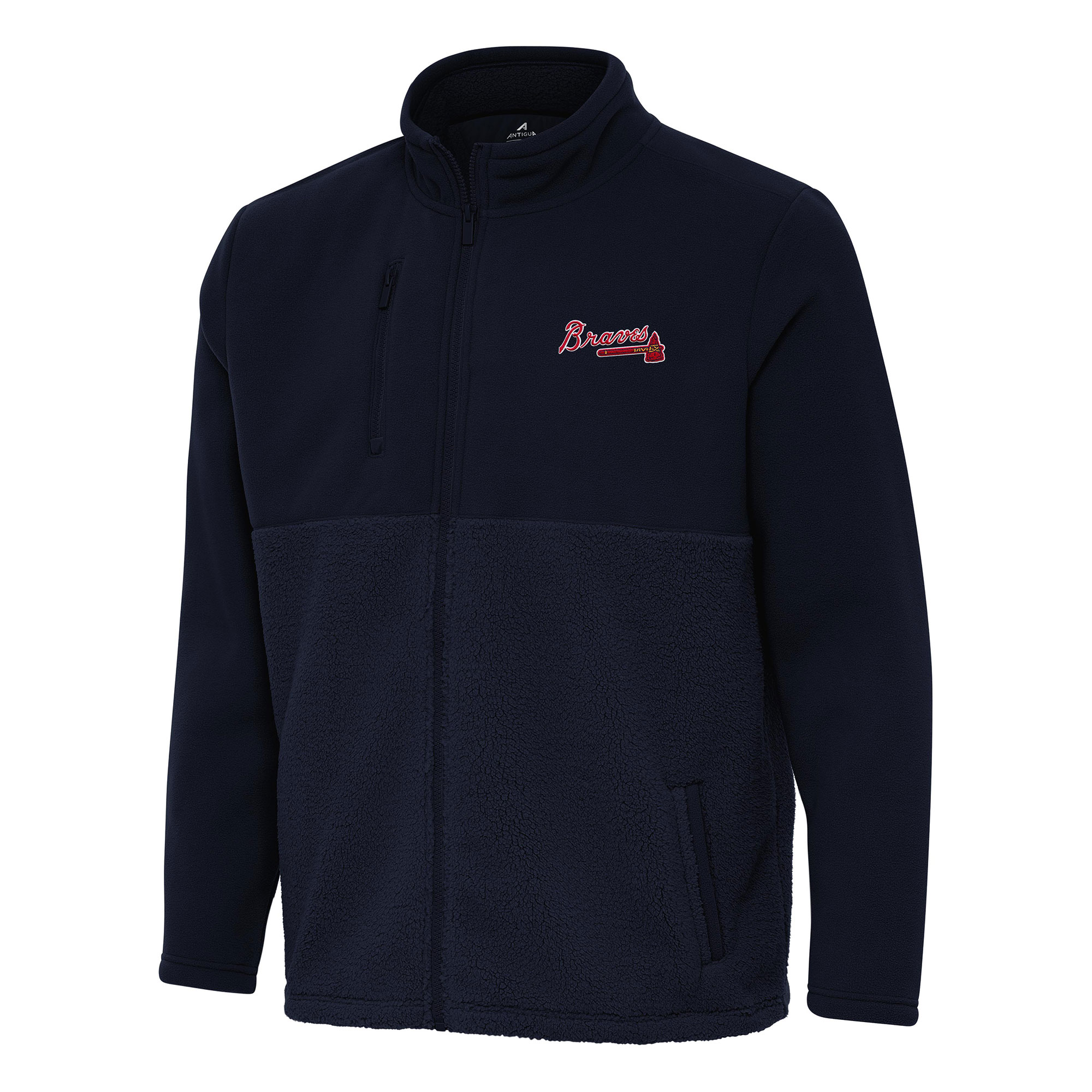 Men's Antigua Navy Atlanta Braves Daily Fused Full-Zip Jacket