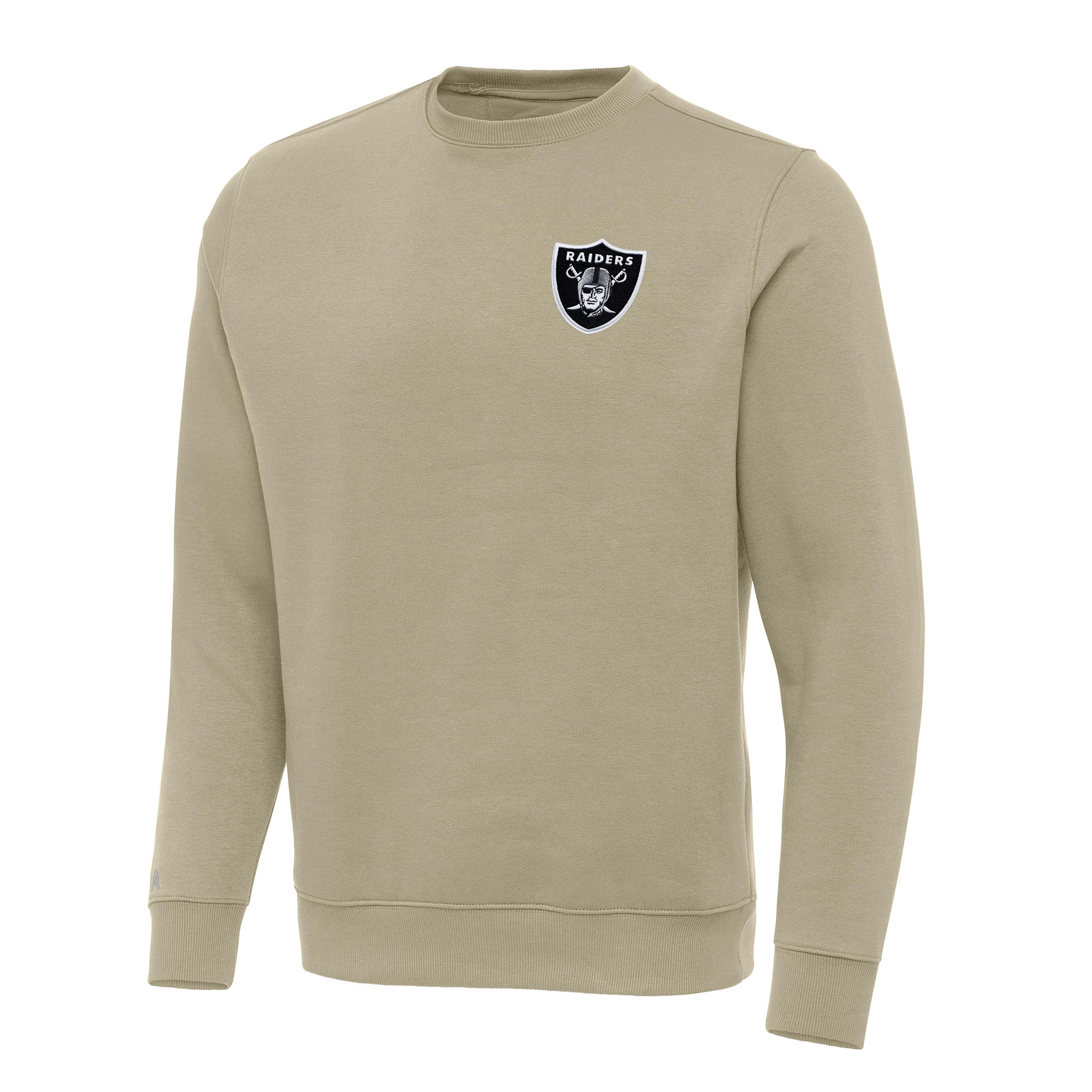 Men's Antigua Khaki Las Vegas Raiders Victory Pullover Sweatshirt