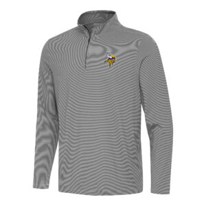 Men's Antigua  Black/White Minnesota Vikings Twine Quarter-Zip Jacket