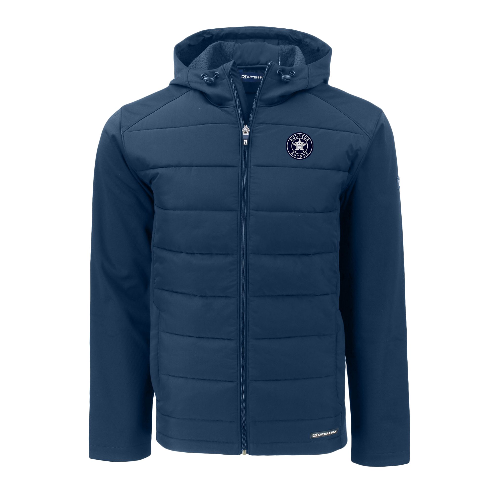 Men's Cutter & Buck Navy Houston Astros Big & Tall Evoke Hybrid Eco Softshell Recycled Full-Zip Jacket - Image 6