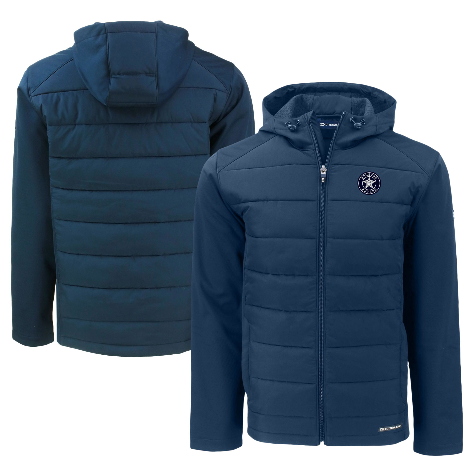 Men's Cutter & Buck Navy Houston Astros Big & Tall Evoke Hybrid Eco Softshell Recycled Full-Zip Jacket