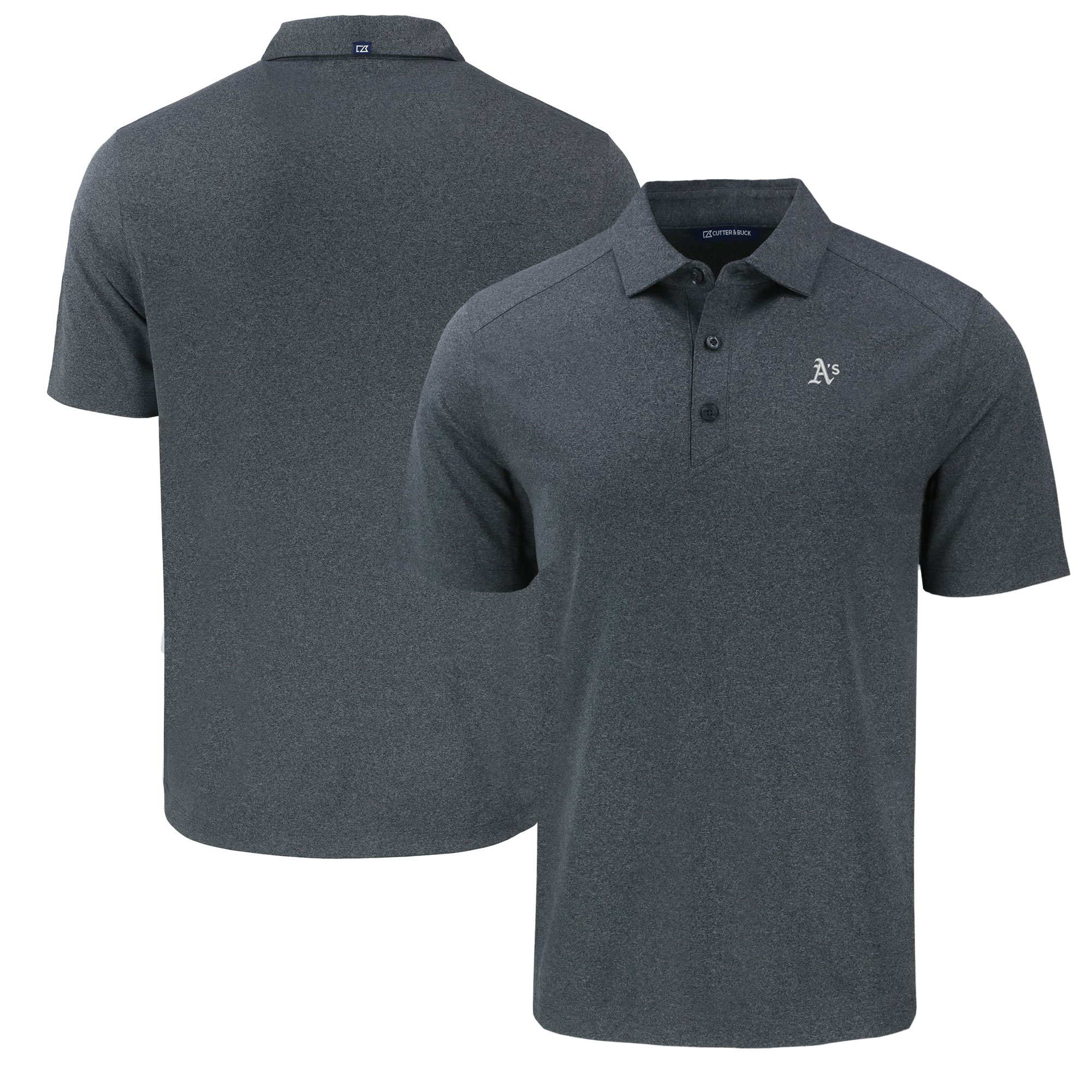 Men's Cutter & Buck Heather Black Oakland Athletics Big & Tall Forge Eco Stretch Recycled Polo - Image 2