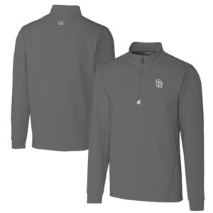 Men's Cutter & Buck Gray San Diego Padres Big & Tall Traverse DryTec Quarter-Zip Jacket