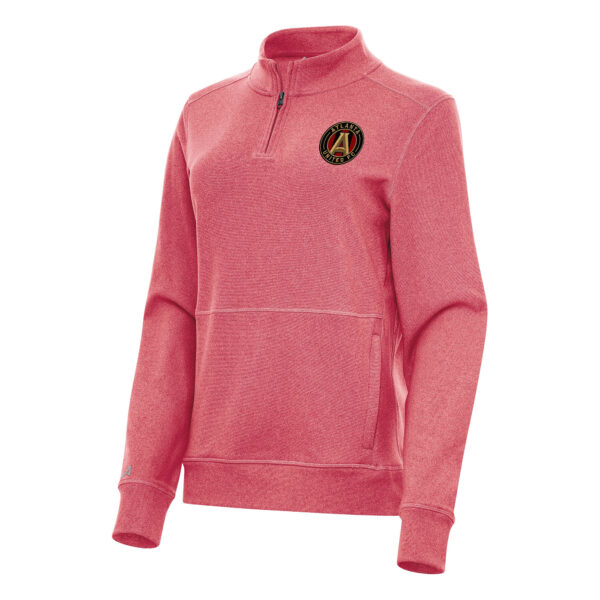 Women's Antigua Heather Red Atlanta United FC Crush Quarter-Zip Top