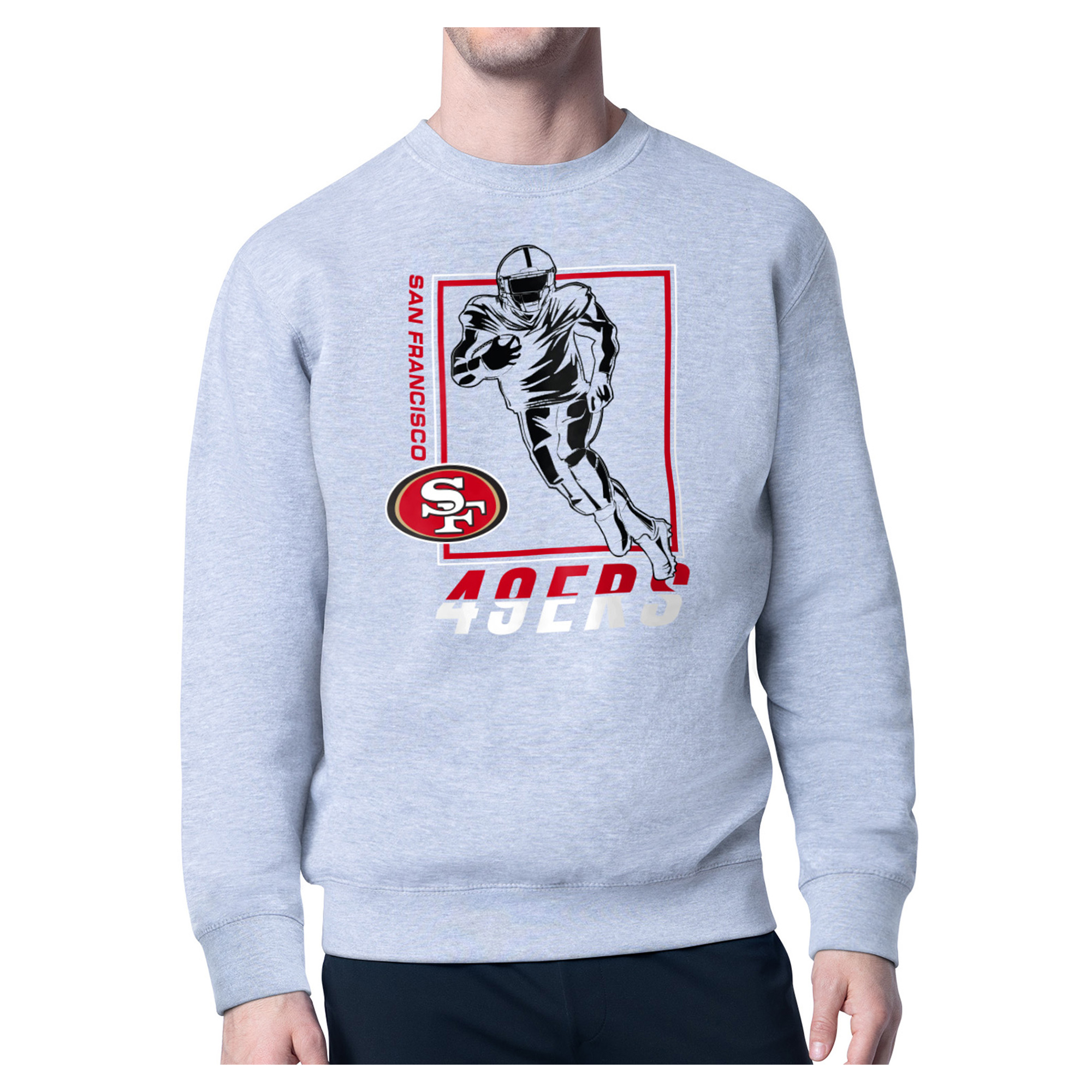 Men's Starter Heather Gray San Francisco 49ers Player Grid Pullover Sweatshirt