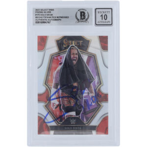 Solo Sikoa WWE Autographed 2023 Panini Select Silver Prizm #175 Beckett Fanatics Witnessed Authenticated 10 Card