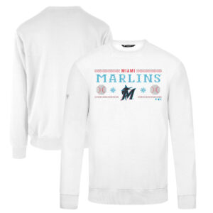 Men's Levelwear White Miami Marlins Zane Pullover Sweatshirt