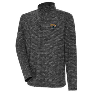Men's Antigua Heather Black Jacksonville Jaguars Determined Quarter-Zip Top