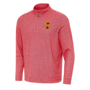 Men's Antigua Heather Cardinal Iowa State Cyclones Subtle Quarter-Zip Sweatshirt