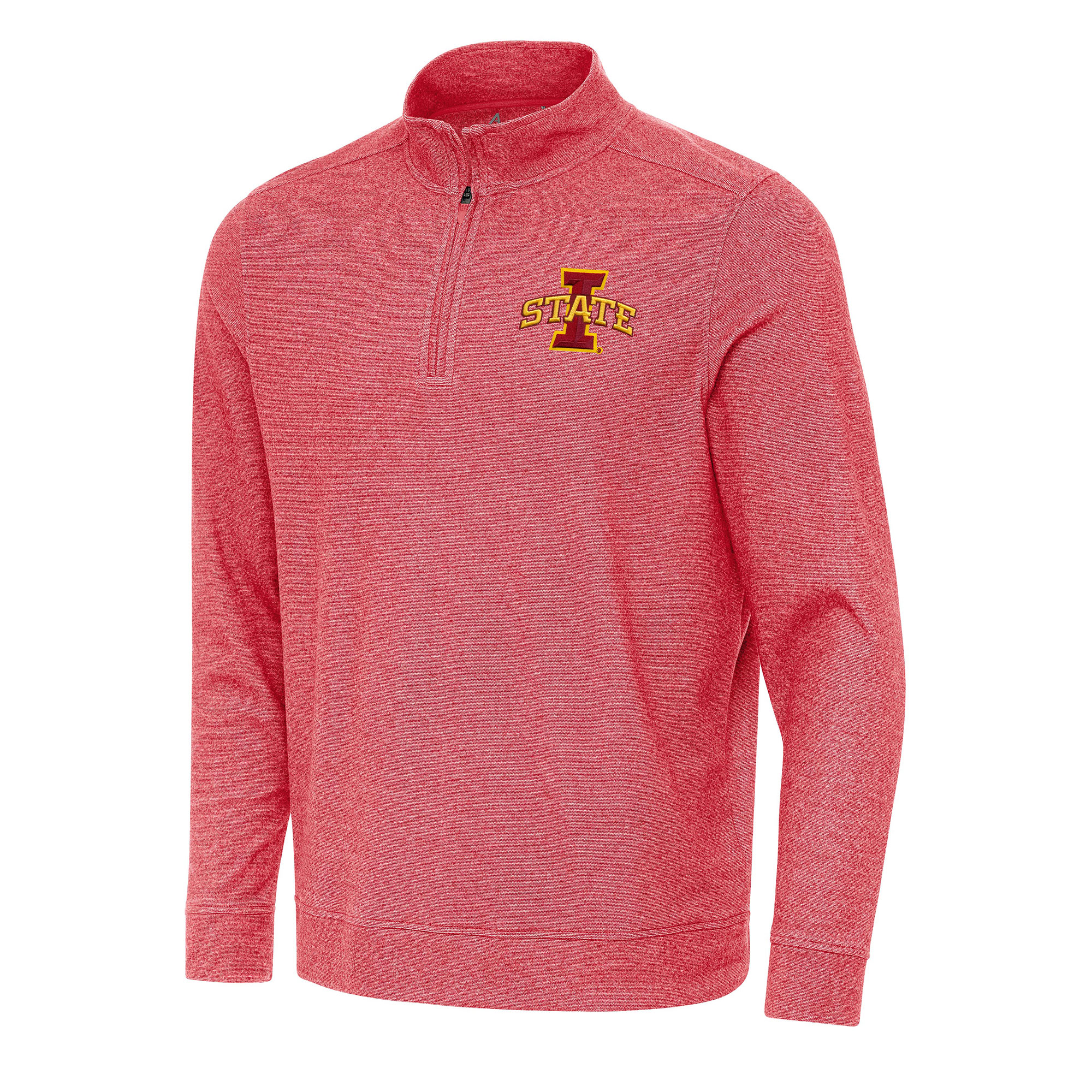 Men's Antigua Heather Cardinal Iowa State Cyclones Subtle Quarter-Zip Sweatshirt