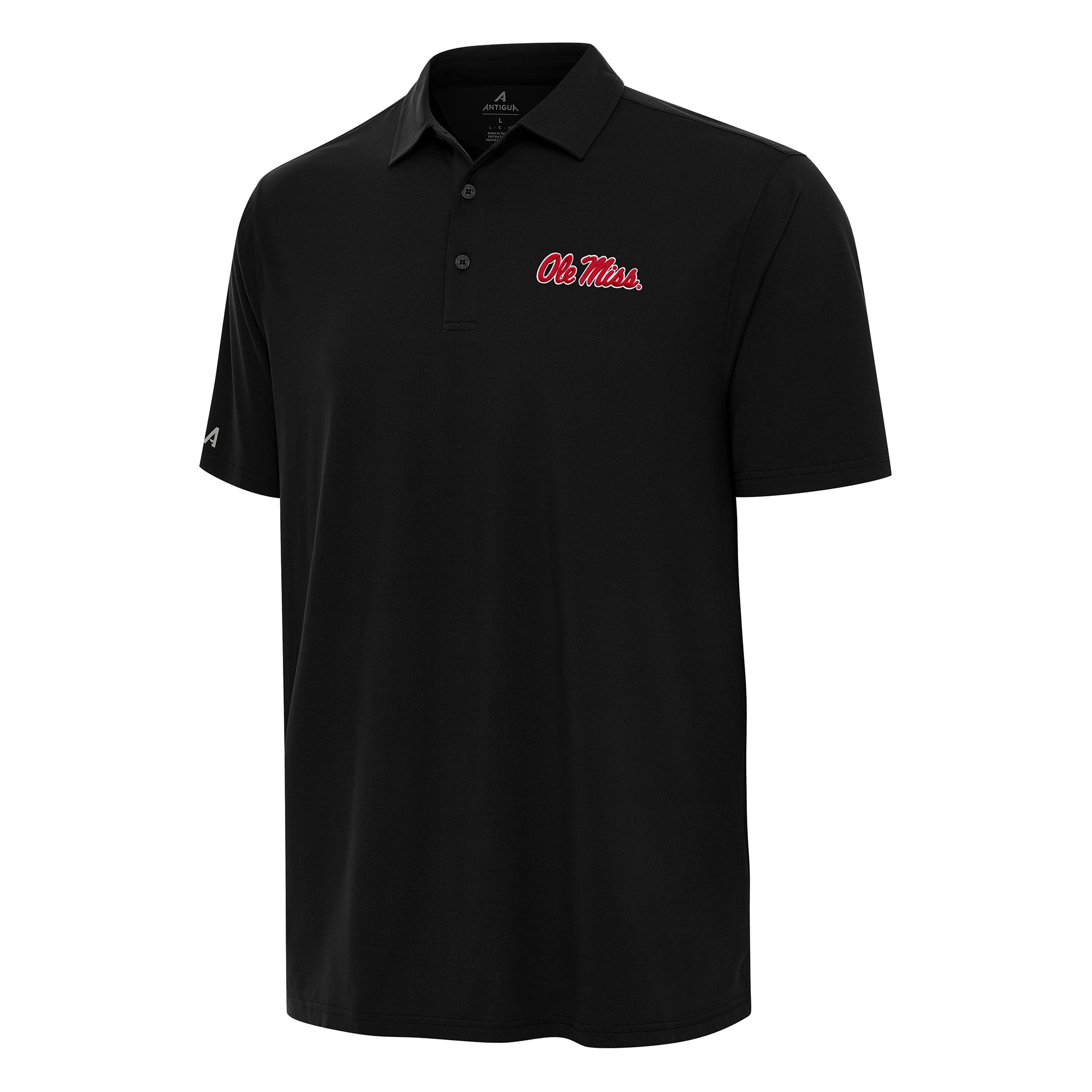 Men's Antigua Black Ole Miss Rebels Era Polo