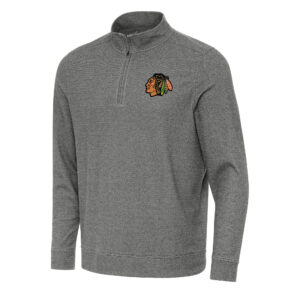 Men's Antigua Heather Black Chicago Blackhawks Subtle Quarter-Zip Sweatshirt