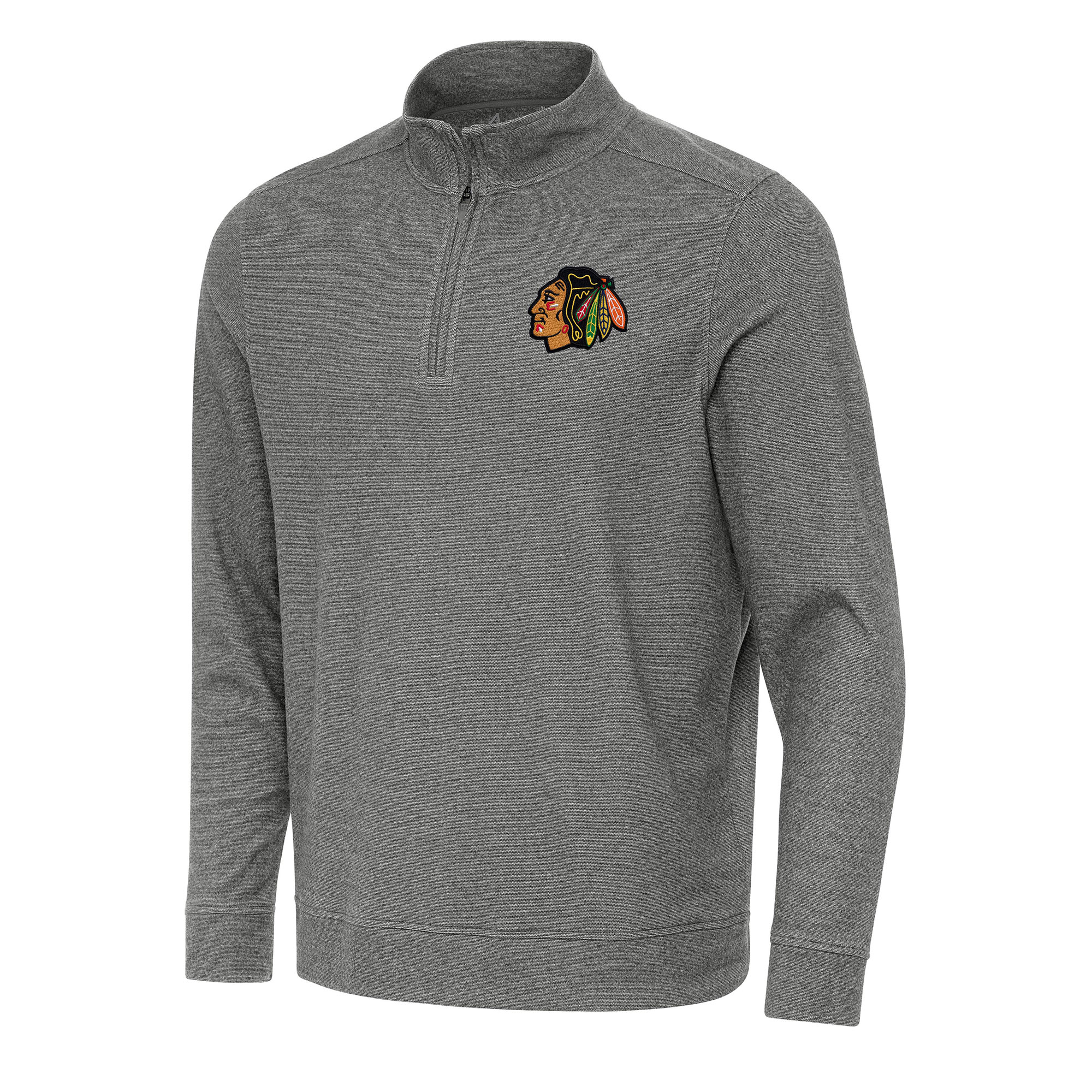 Men's Antigua Heather Black Chicago Blackhawks Subtle Quarter-Zip Sweatshirt